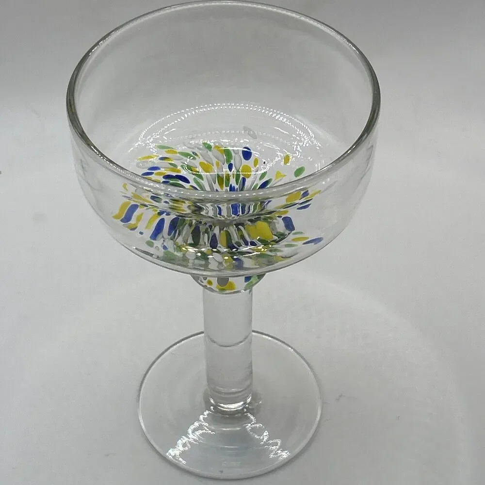 Unique Vtg Margarita Set Hand blown With Swirl 6 Lrg Glasses, 1 Lrg Pitcher - Picture 13 of 16